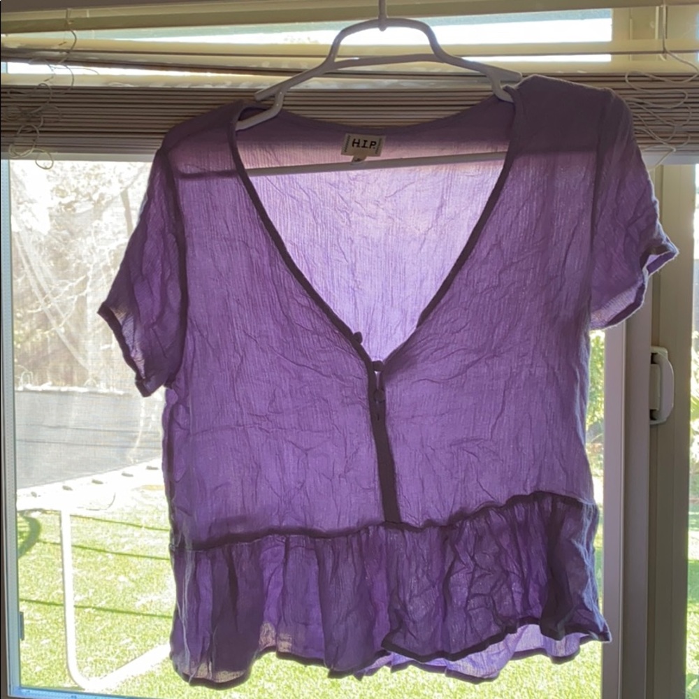 Purple V-neck Shirt
